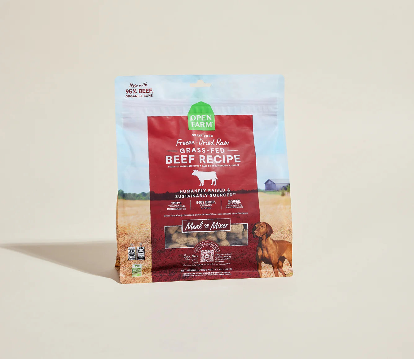 Open Farm Freeze Dried Dog Food - Grass Fed Beef Recipe | High Protein, Grain Free & Natural | Perfect for Small & Large Dogs at Home or Travel