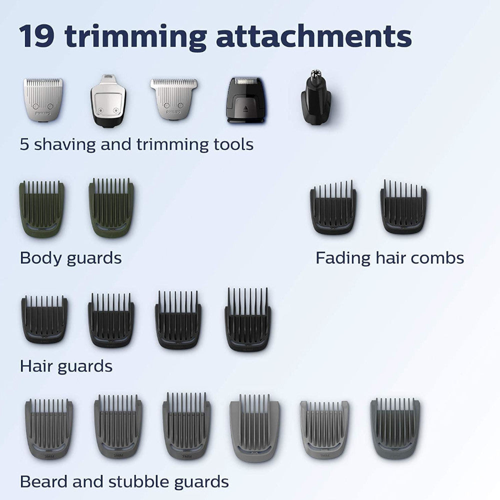 PHILIPS MG7790/18 Multigroom Series 7000 Men's Grooming Kit - 23-in-1 Beard Trimmer, Hair Clipper & Body Shaver for Professional Styling at Home or Travel