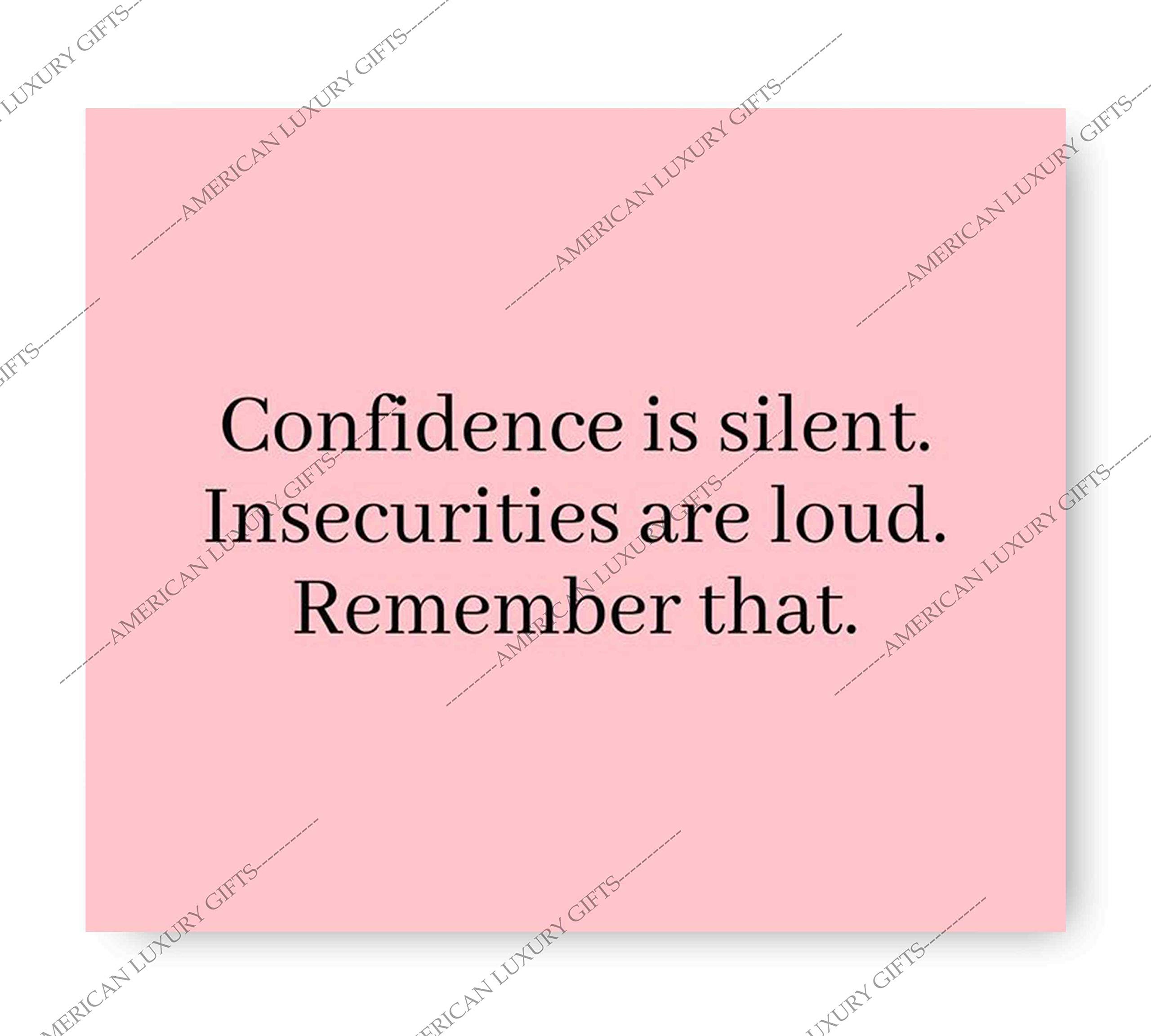 Confidence Is Silent - Inspirational Motivational Wall Art, Typographic Pink Print for Living Room, Bedroom, Home, Office Decor, Unframed 10x8, Perfect for Gifts & Room Makeovers