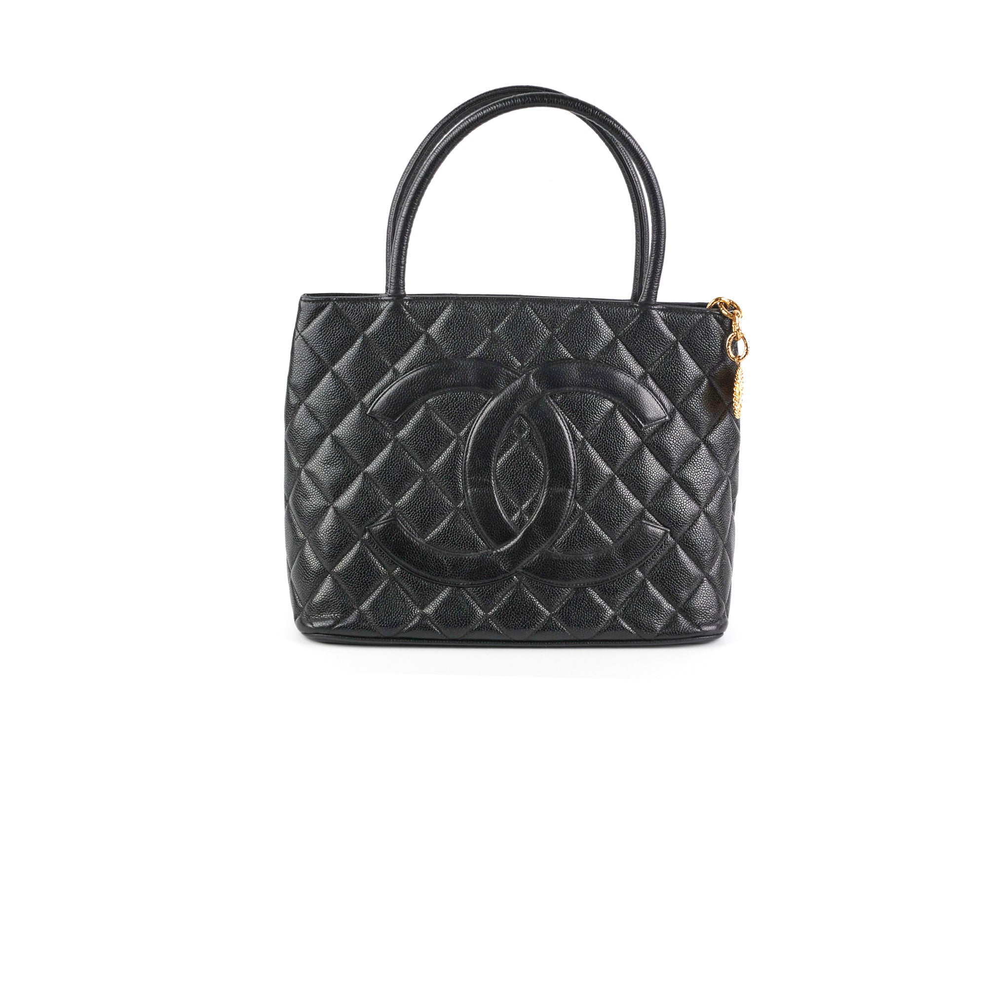 Chanel Mademoiselle Black Caviar Leather Tote Bag for Women - Luxury Designer Handbag for Work, Travel & Everyday Use