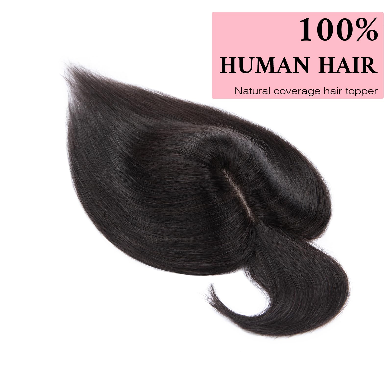 SEGO 100% Real Human Hair Toppers with Bangs - Silk Base 150% Density Clip-in Hair Topper (2.7”x5.1”) for Women with Thinning Hair & Hair Loss - Covers Gray Hair - Perfect for Daily Wear, Special Occasions & Hair Volume Enhancement