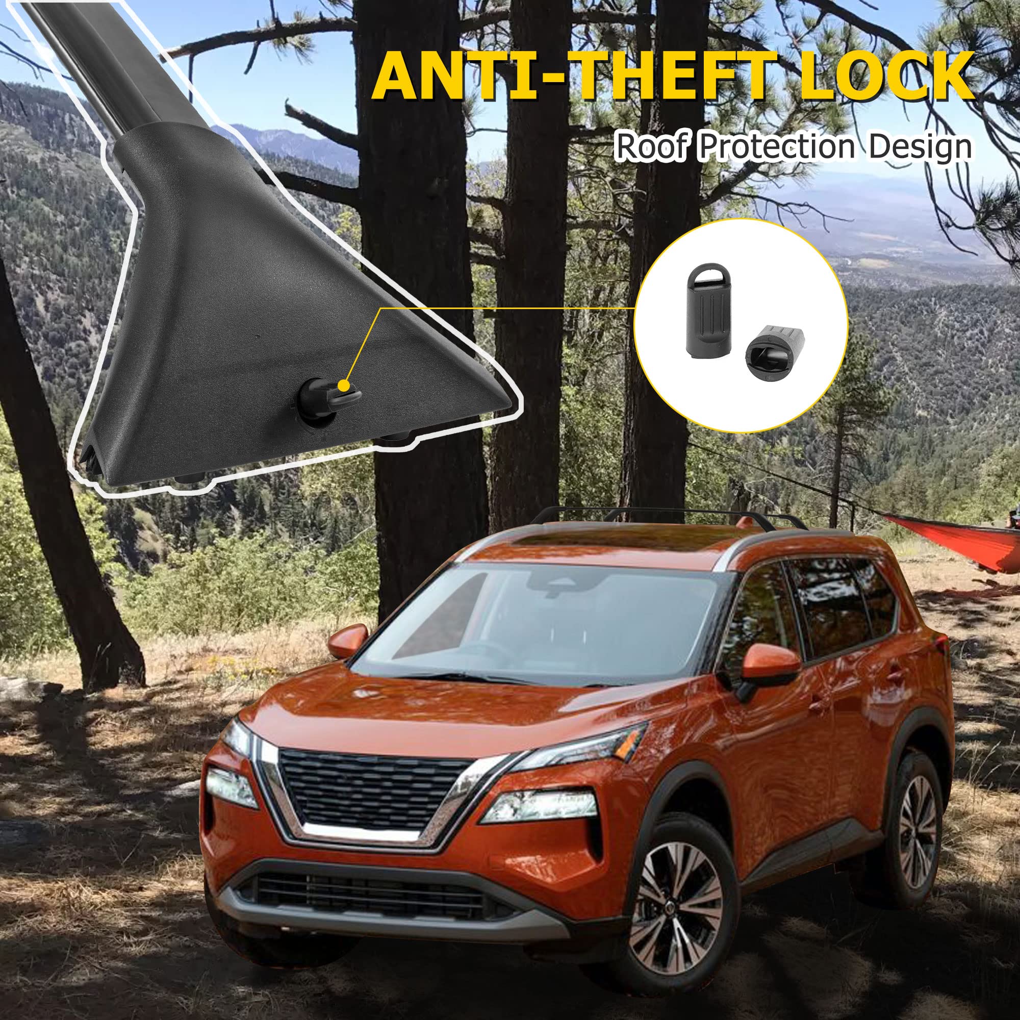 AUXMART Roof Rack Cross Bars for Nissan Rogue 2021-2025 | Heavy Duty 150LBS Capacity | Universal Fit for One-Piece Roof Side Rails | Perfect for Kayak, Canoe, Bicycle & Cargo Carrier | Road Trips & Outdoor Adventures