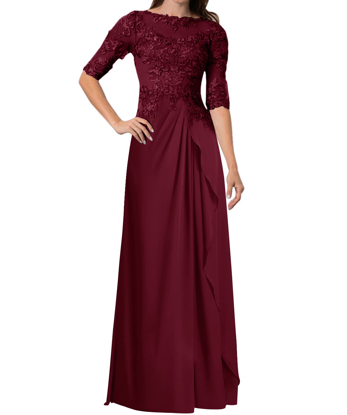 Elegant Lace Mother of the Bride Dresses - Chiffon Evening Gowns for Wedding Guests, Half Sleeve Formal Wear - Perfect for Weddings, Receptions & Special Occasions