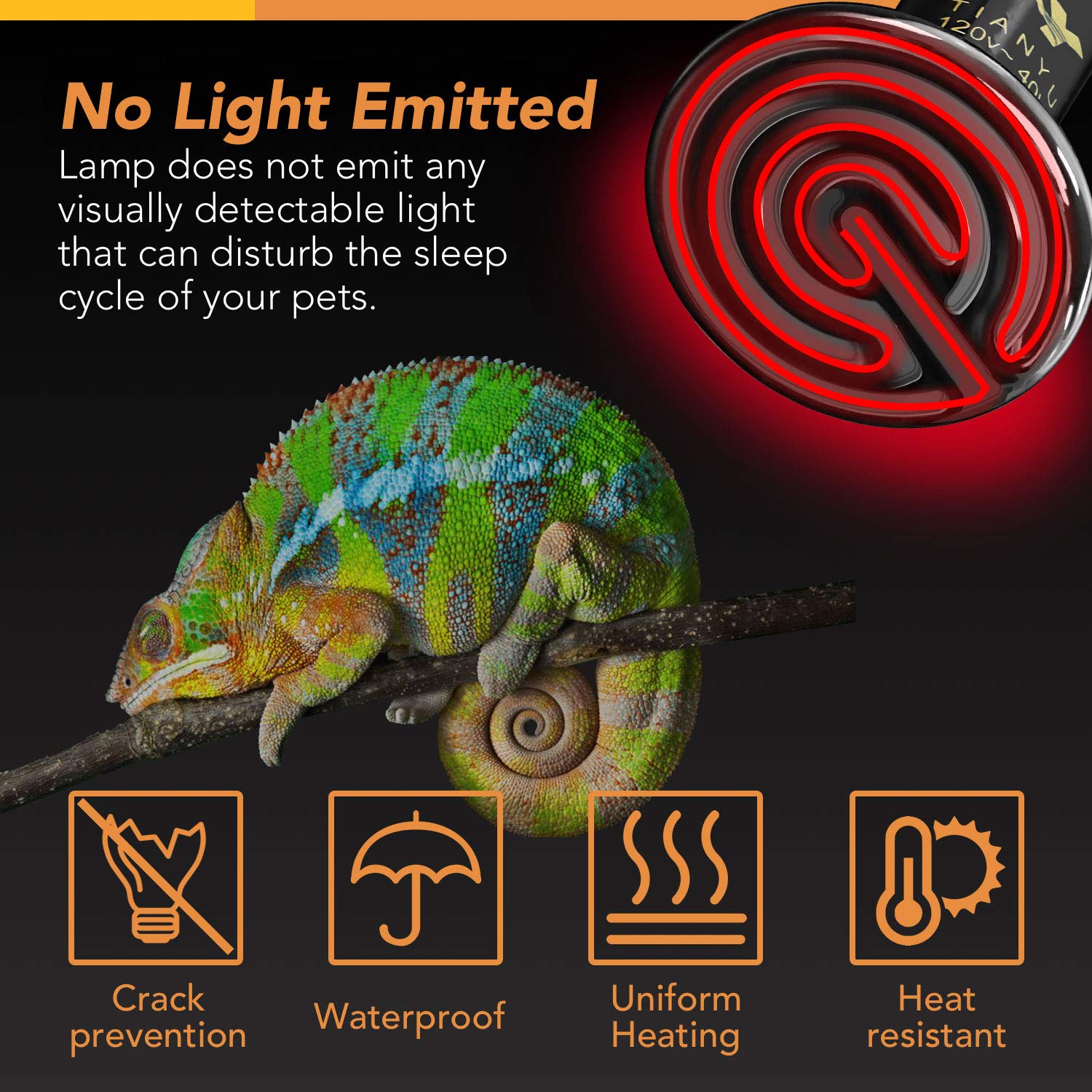 Simple Deluxe 40W Reptile Heat Lamp Bulb - Ceramic Heat Emitter for Terrariums, Brooder Coops & Pet Habitats - No Light Heating Solution for Lizards, Snakes & Chickens