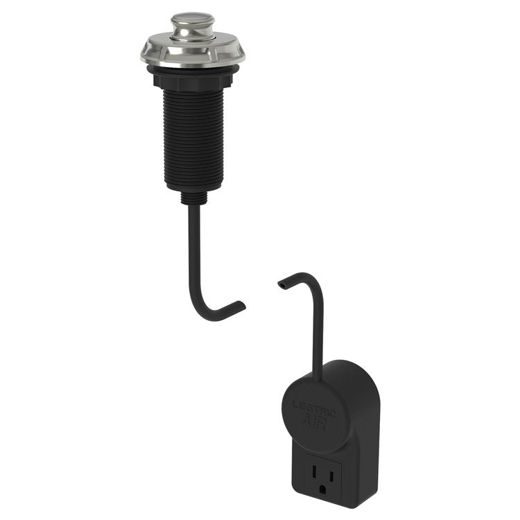 Garbage Disposer Air Switch with Power Adapter - Polished Nickel Brass Finish for Kitchen Sink Waste Disposal | Easy Installation & Quiet Operation | Perfect for Modern Home Kitchens & Commercial Use