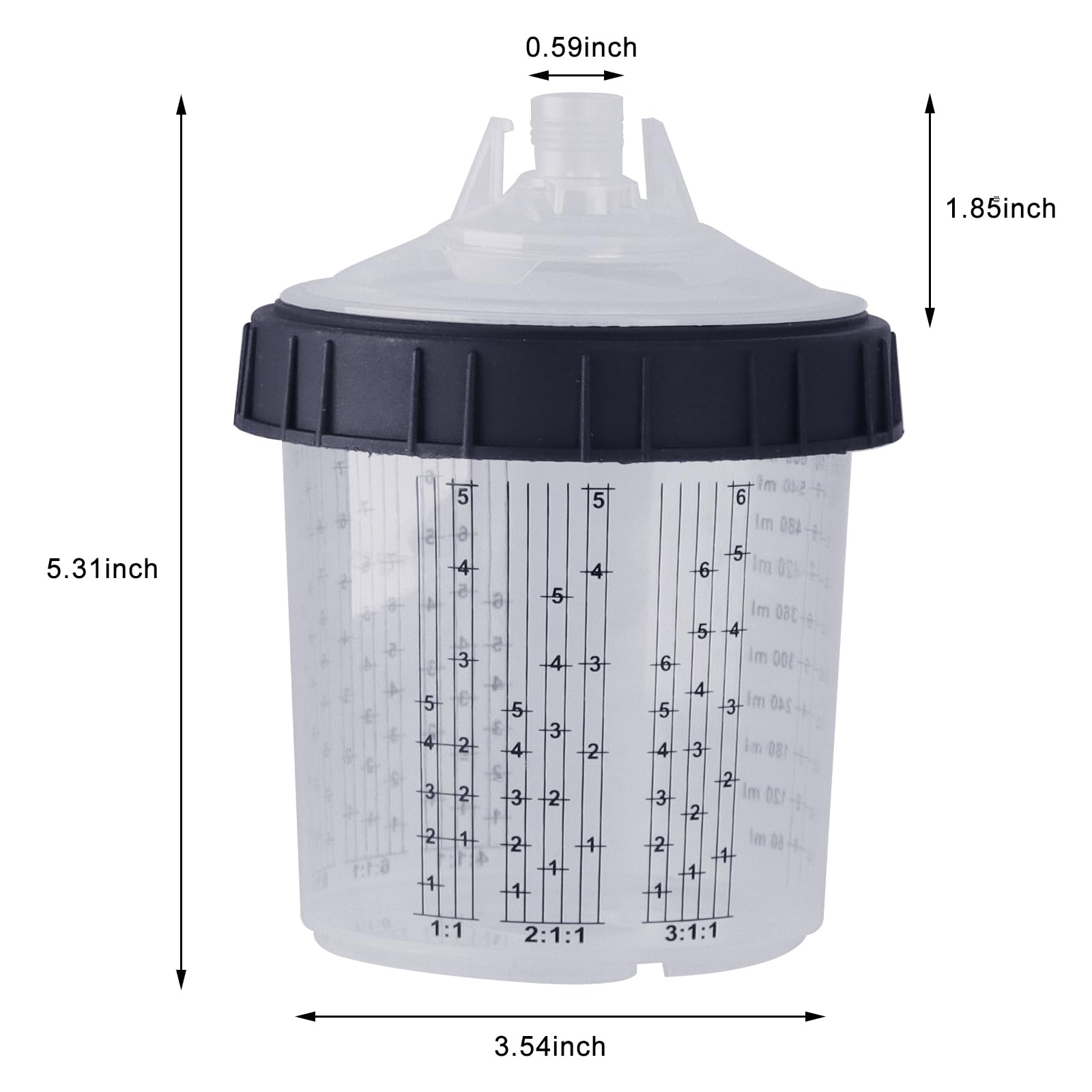 **Disposable HVLP Paint Sprayer Gun Cup Kit - 20oz with 50 Liners, 50 Lids, 1 Hard Cup, Retainer Ring, 10 Plugs & Mixing Stick - Perfect for Automotive, Furniture & DIY Painting Projects**