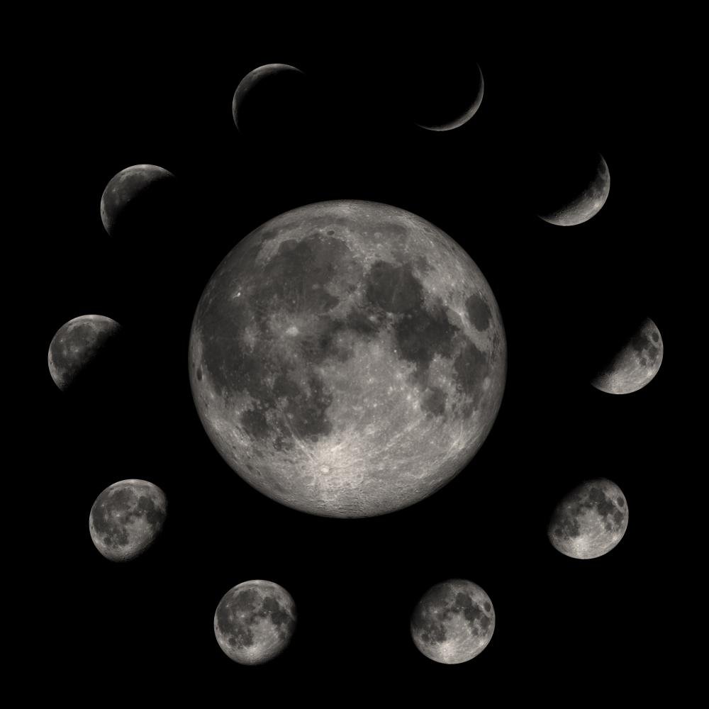 Wallmonkeys Moon Phases Peel and Stick Wall Decal - 18x18 Inches Removable Wall Art for Nursery, Bedroom & Home Decor | Easy to Apply & Reposition