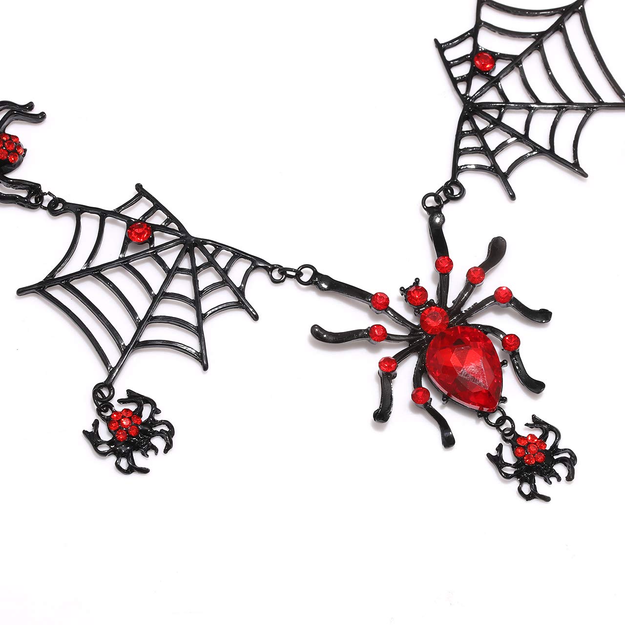 Gothic Spider Jewelry Set - Black Rhinestone Spider Dangle Earrings & Web Pendant Necklace for Women | Halloween Party Costume Accessories | Perfect for Gothic Fashion, Cosplay & Spooky Events