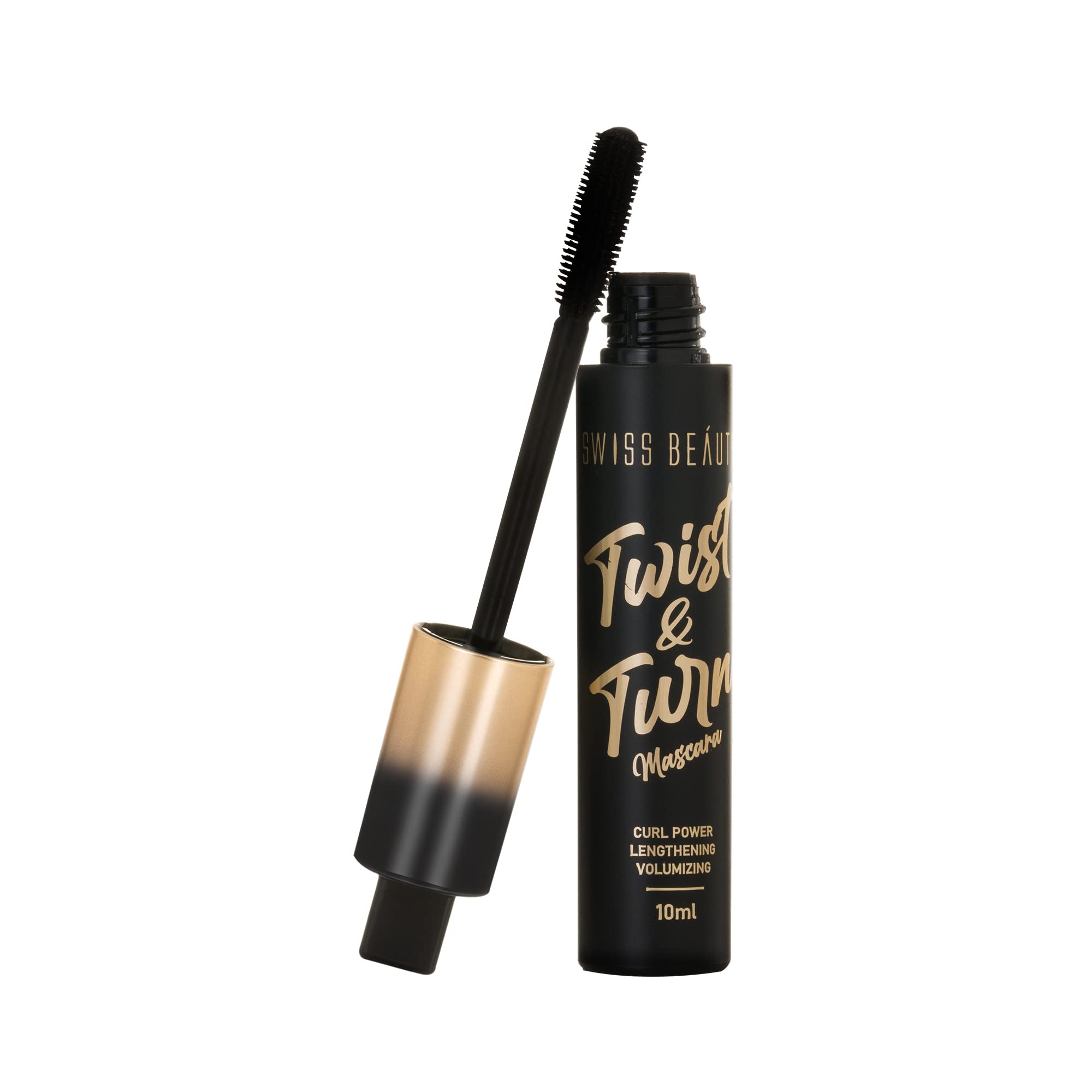 Swiss Beauty Twist and Turn Mascara - Waterproof & Smudge Proof Volumizing Mascara for Bold, Thick Lashes | Black Eye Makeup (10ml) | Perfect for Daily Wear, Parties & Special Occasions