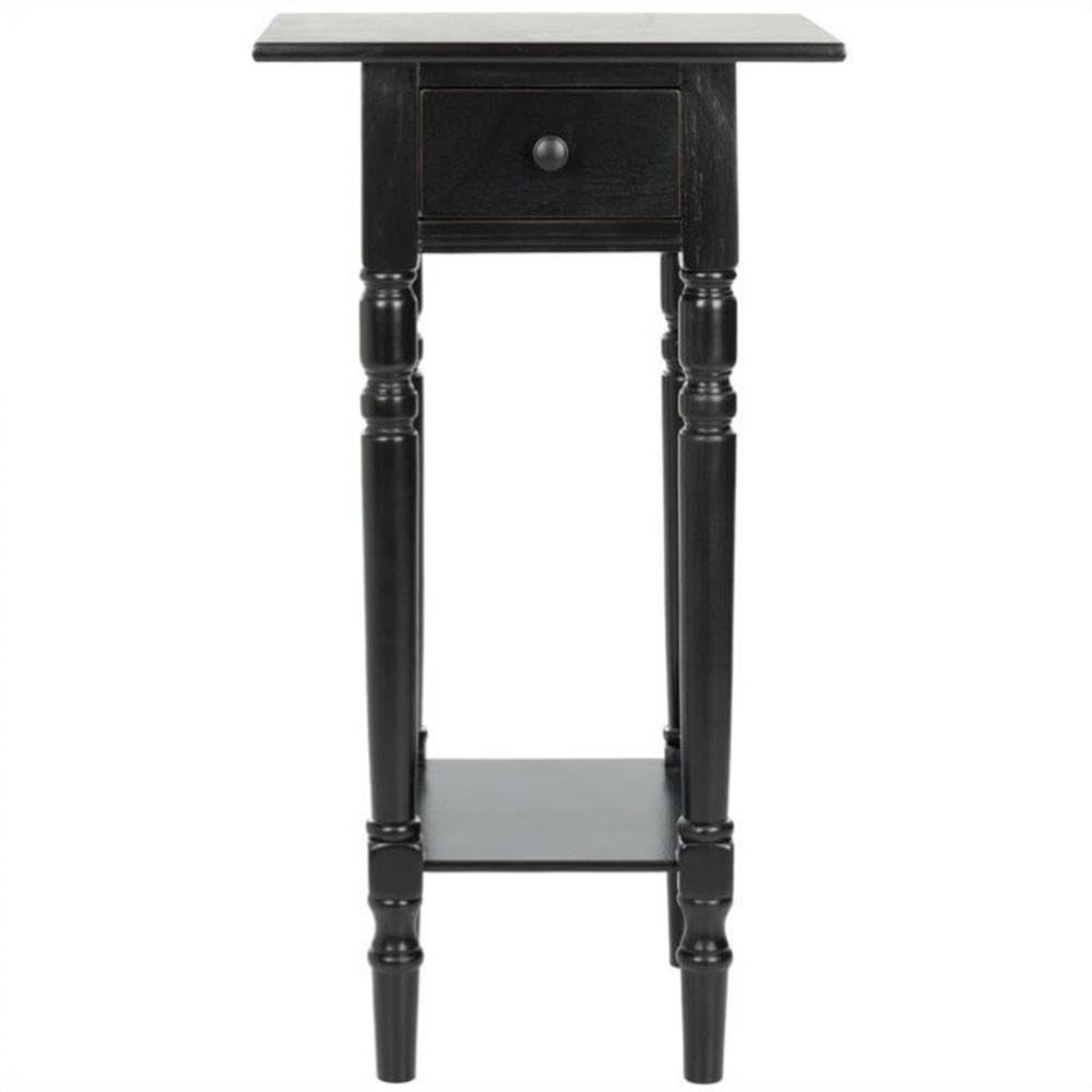 Distressed Black Wood End Table Set of 2 - Rustic Nightstand for Bedroom, Living Room Accent Table with Storage Shelf - Perfect for Coffee Table, Sofa Side Table, Home Decor