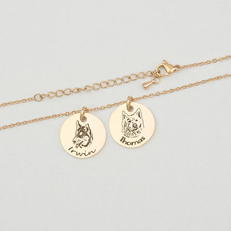 Personalized Pet Photo Disc Pendant Necklace - Custom Engraved Memorial Jewelry for Dogs & Cats - Perfect Gift for Pet Lovers, Anniversary & Special Occasions | XL5117