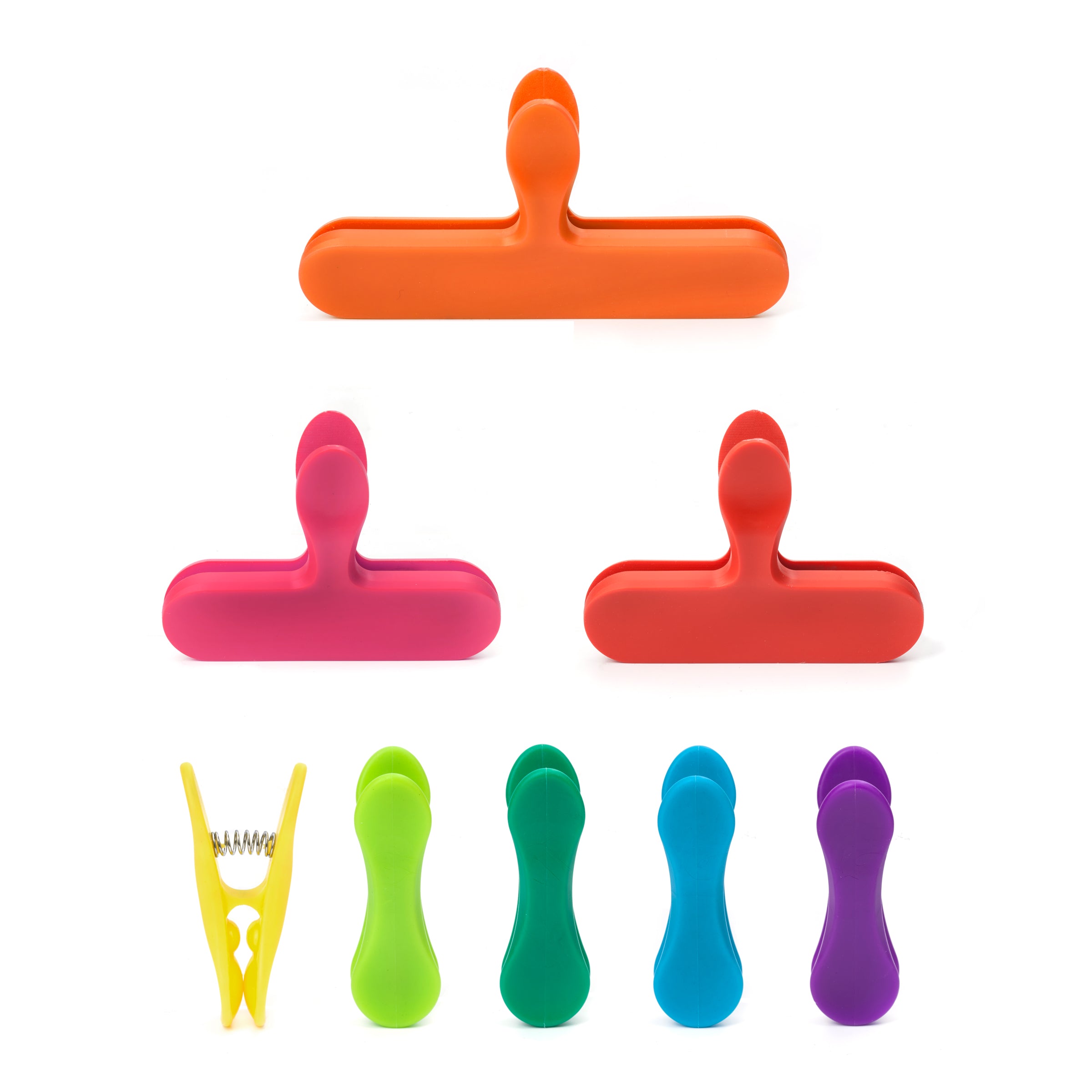 Colorful Rainbow Bag Clips Set - 24 Pack Multi-Purpose Plastic Clips for Snacks, Chips, Bread Bags, Sealing Food & Organizing - Kitchen, Pantry, Office & Travel Use