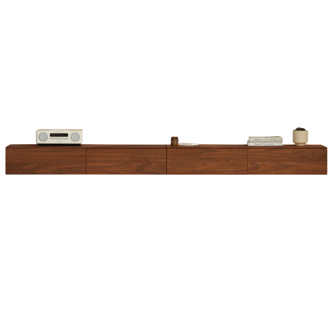 Solid Oak & Black Walnut Wood Floating TV Stand - Modern Wall Mounted Entertainment Center for Living Room, Bedroom & Home Theater