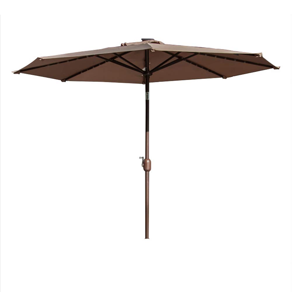 2.7m Octagonal Garden Parasol Umbrella with Tilt & Crank Mechanism - Solar LED Patio Umbrella for Outdoor, Beach, Poolside & Backyard Relaxation