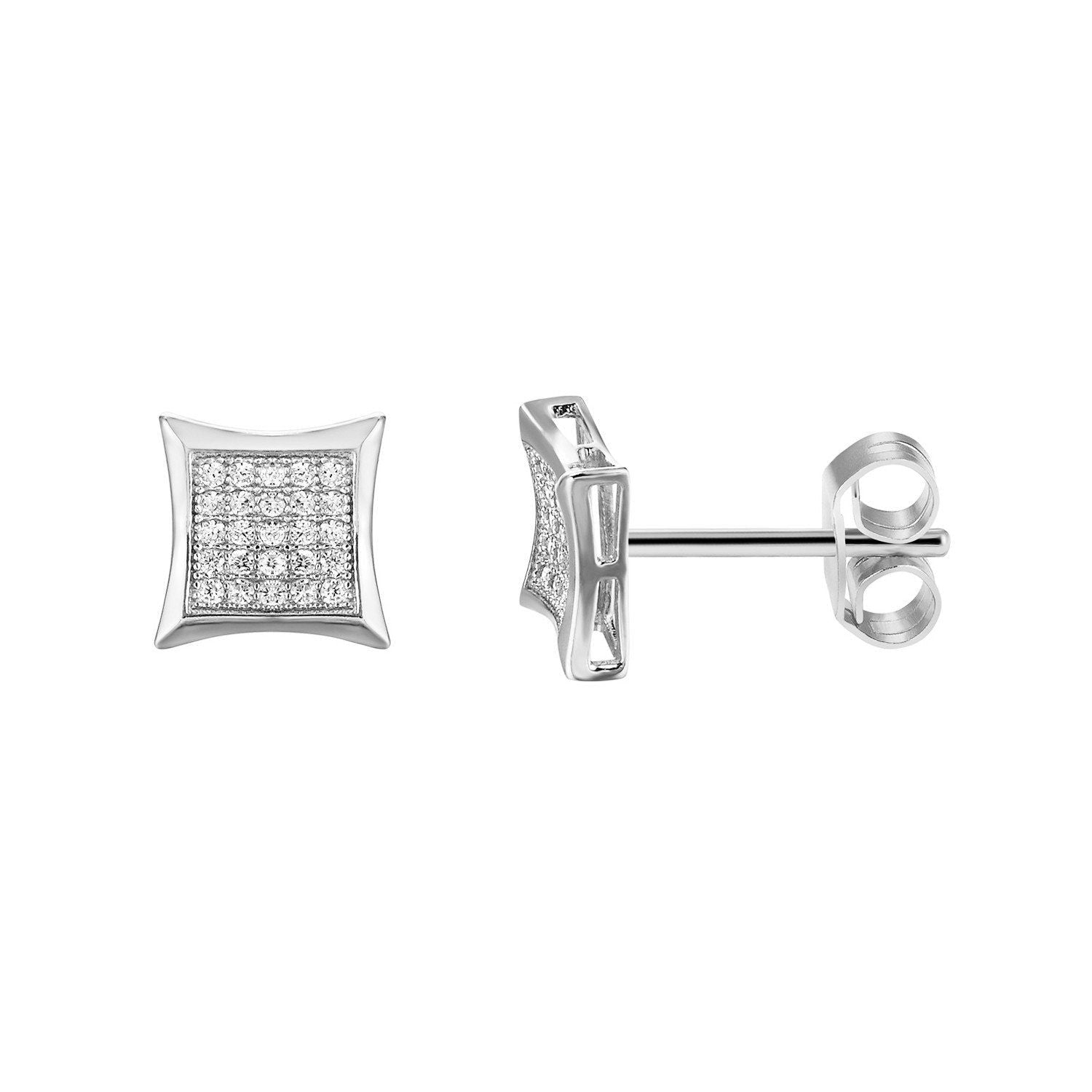 Lab Grown Diamond Sterling Silver Kite Shape 14k White Gold Plated Designer Earrings for Women - Elegant Dangle Earrings for Wedding, Party & Special Occasions