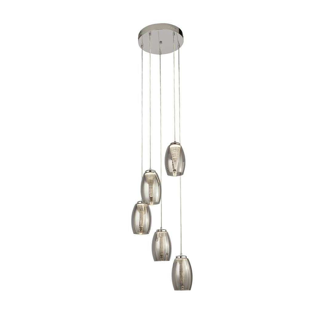Dimmable Adjustable Cyclone 5/12lt Pendant Light - Bronze/Chrome Metal with Champagne/Smoked/Clear Glass - Perfect for Kitchen Island, Dining Room & Living Room Lighting