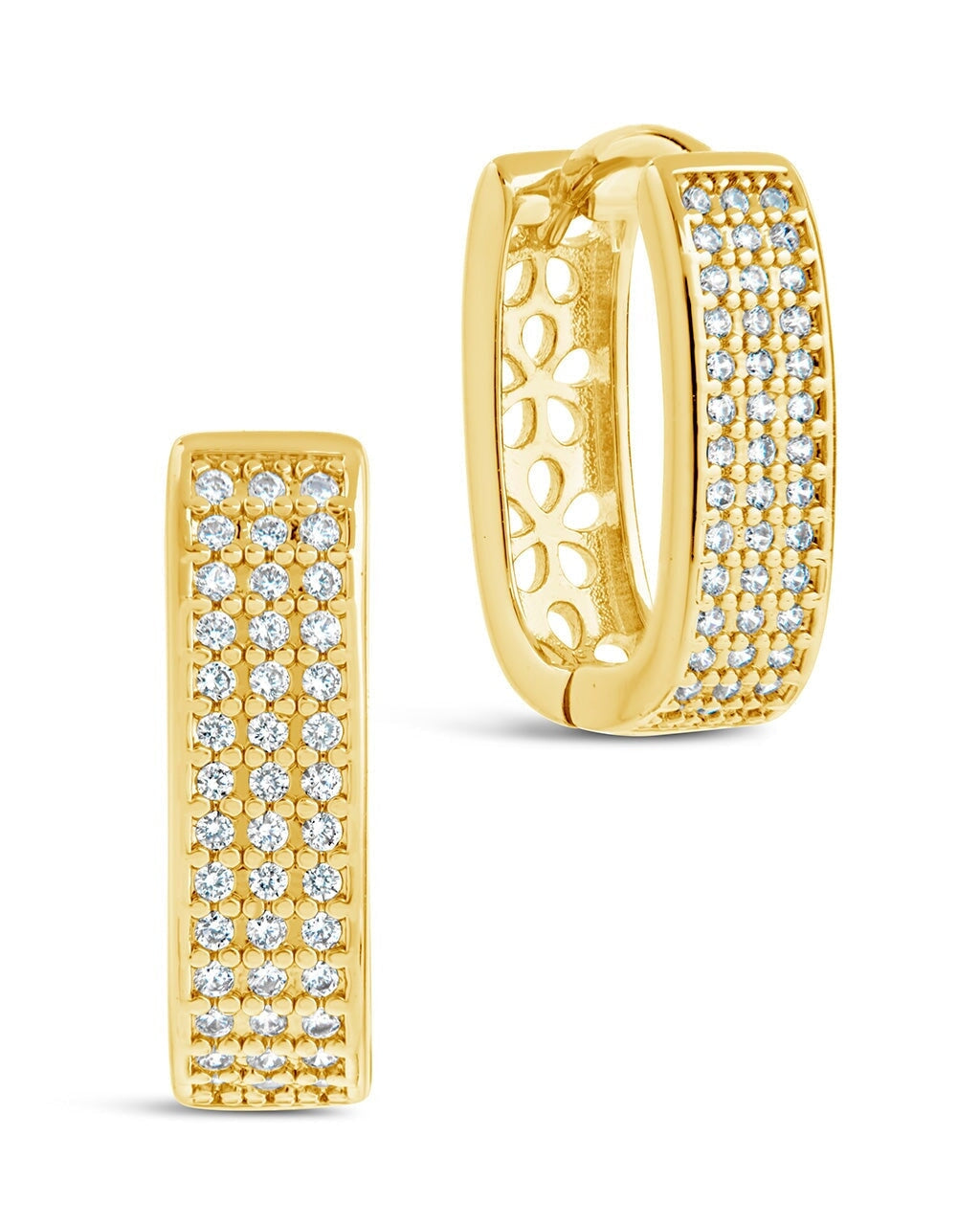 Stylish CZ Rectangle Huggie Hoop Earrings for Men - Trendy Minimalist Jewelry Gift for Everyday Wear & Special Occasions