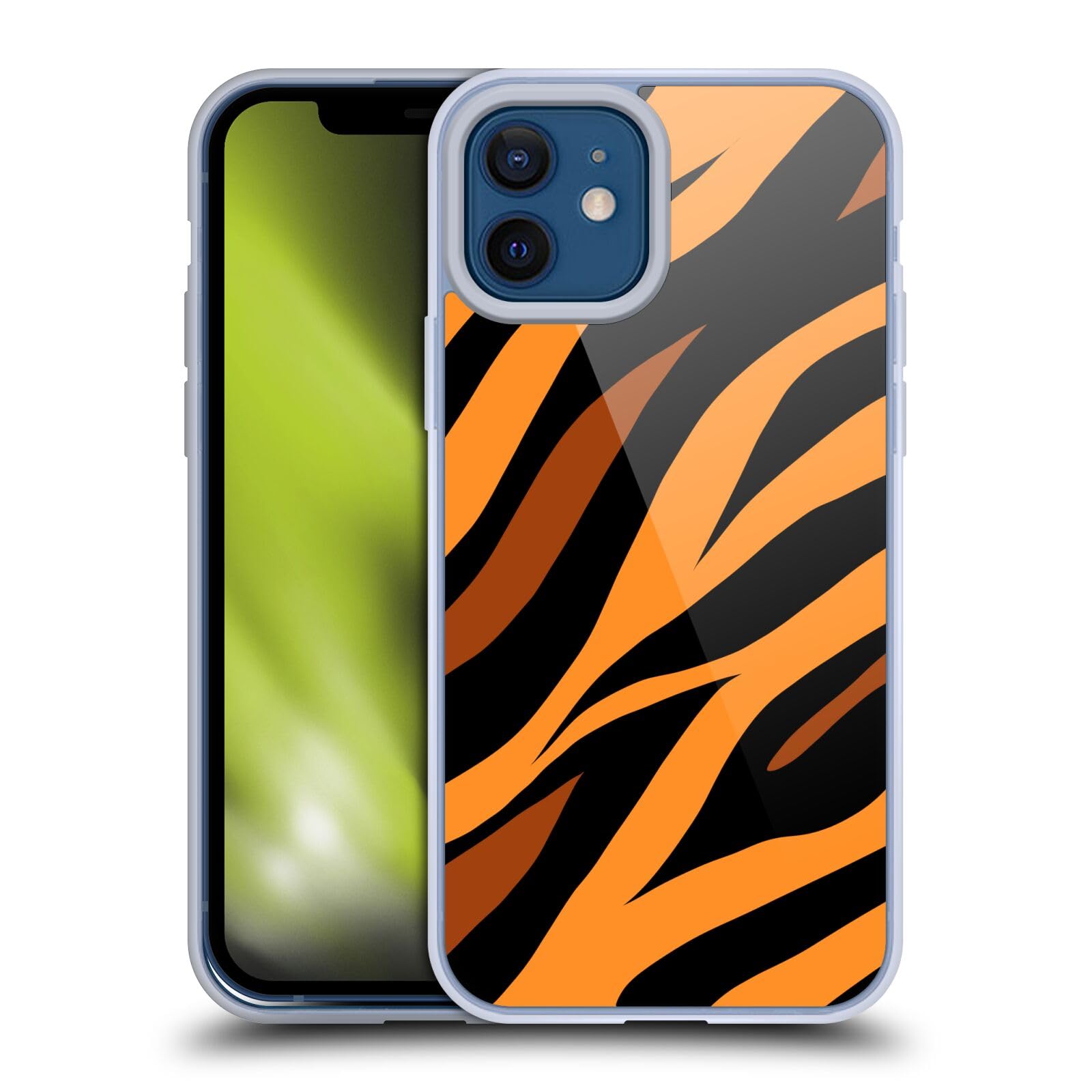 Officially Licensed Grace Illustration Tiger Animal Prints Soft Gel Case for Apple iPhone 12 & iPhone 12 Pro - Durable Protective Phone Cover with Stylish Design, Perfect for Animal Lovers and Nature Enthusiasts