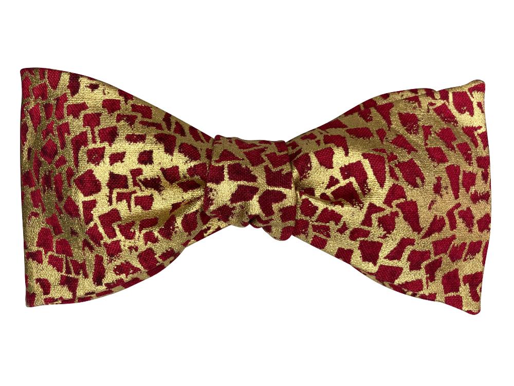 Elegant Red & Metallic Gold Bow Tie for Men - Premium Satin Formal Accessory for Weddings, Prom & Special Occasions