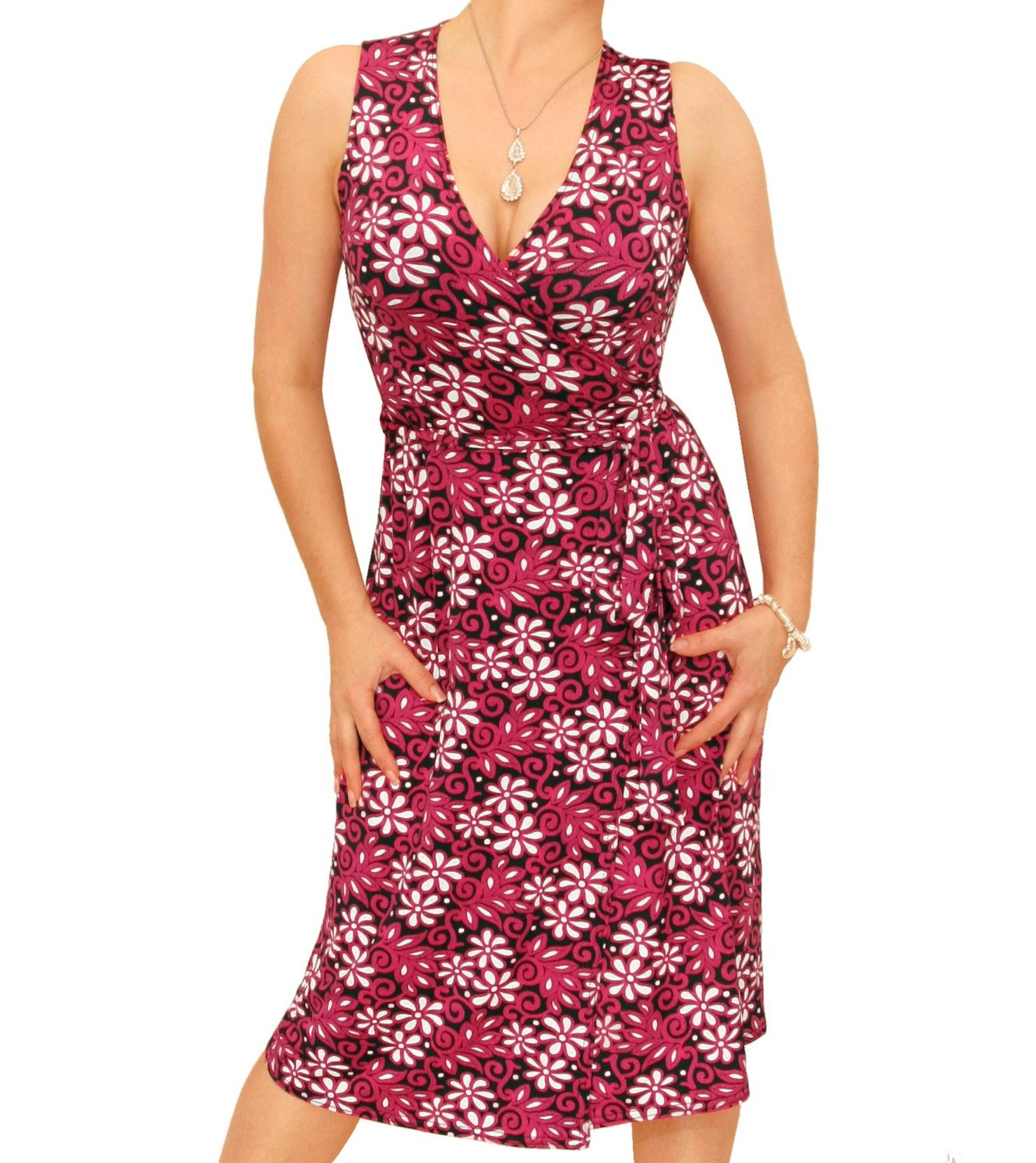 Floral Wrap Dress for Women - Sleeveless Summer Maxi Dress with V-Neck & Belt - Perfect for Beach, Vacation, and Casual Outings