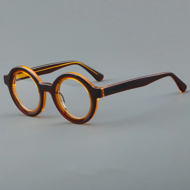 CCspace Unisex Full Rim Round Acetate Eyeglasses 57151 - Stylish & Lightweight Frame for Men & Women - Perfect for Reading, Working & Daily Fashion Accessory
