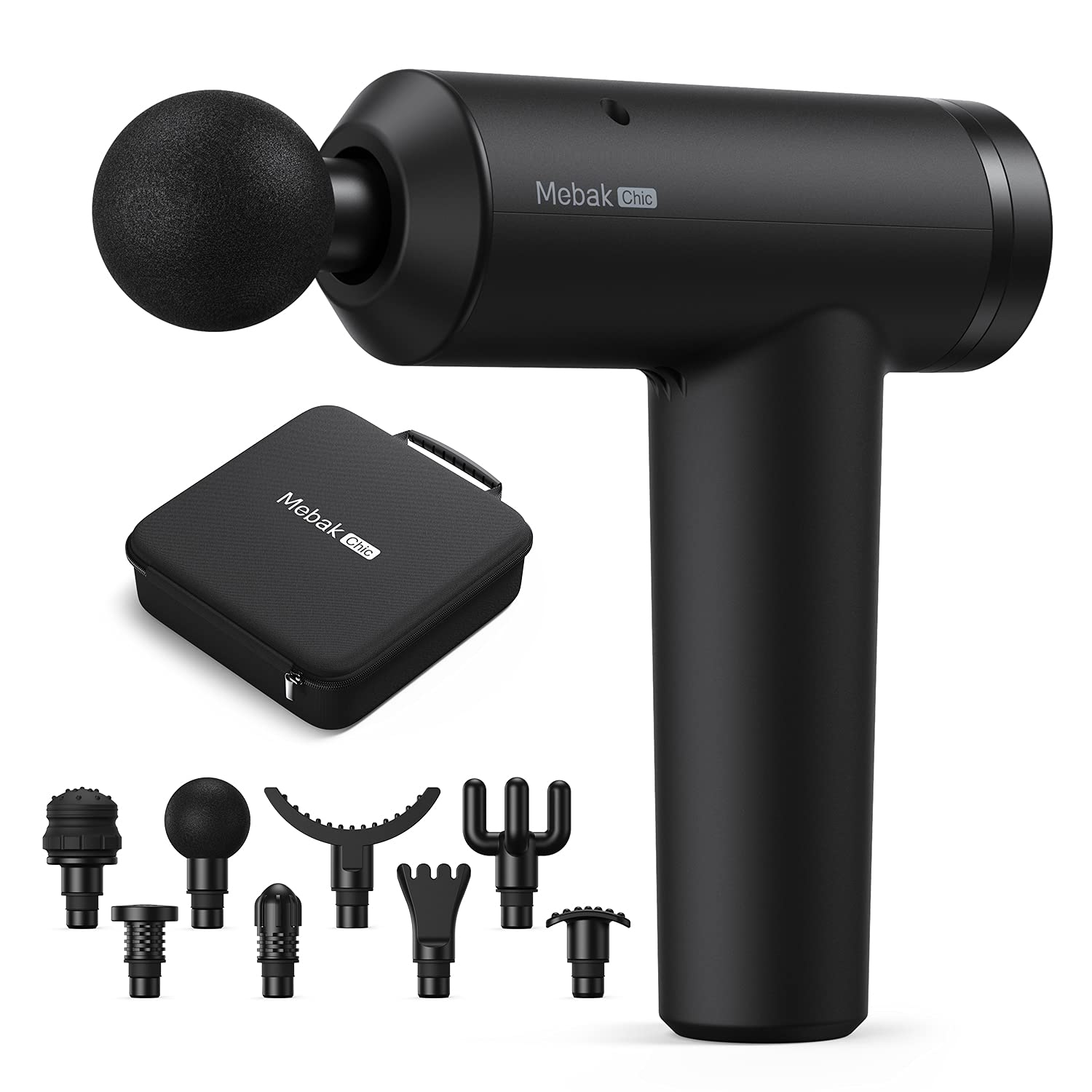 Professional Percussion Massage Gun for Muscle Pain Relief & Recovery - Cordless Deep Tissue Massager for Athletes, Workout Relaxation - Quiet Fascia Gun with 6 Attachments (Mebak Chic Black) - Perfect for Post-Workout, Office Stress Relief & Home Use