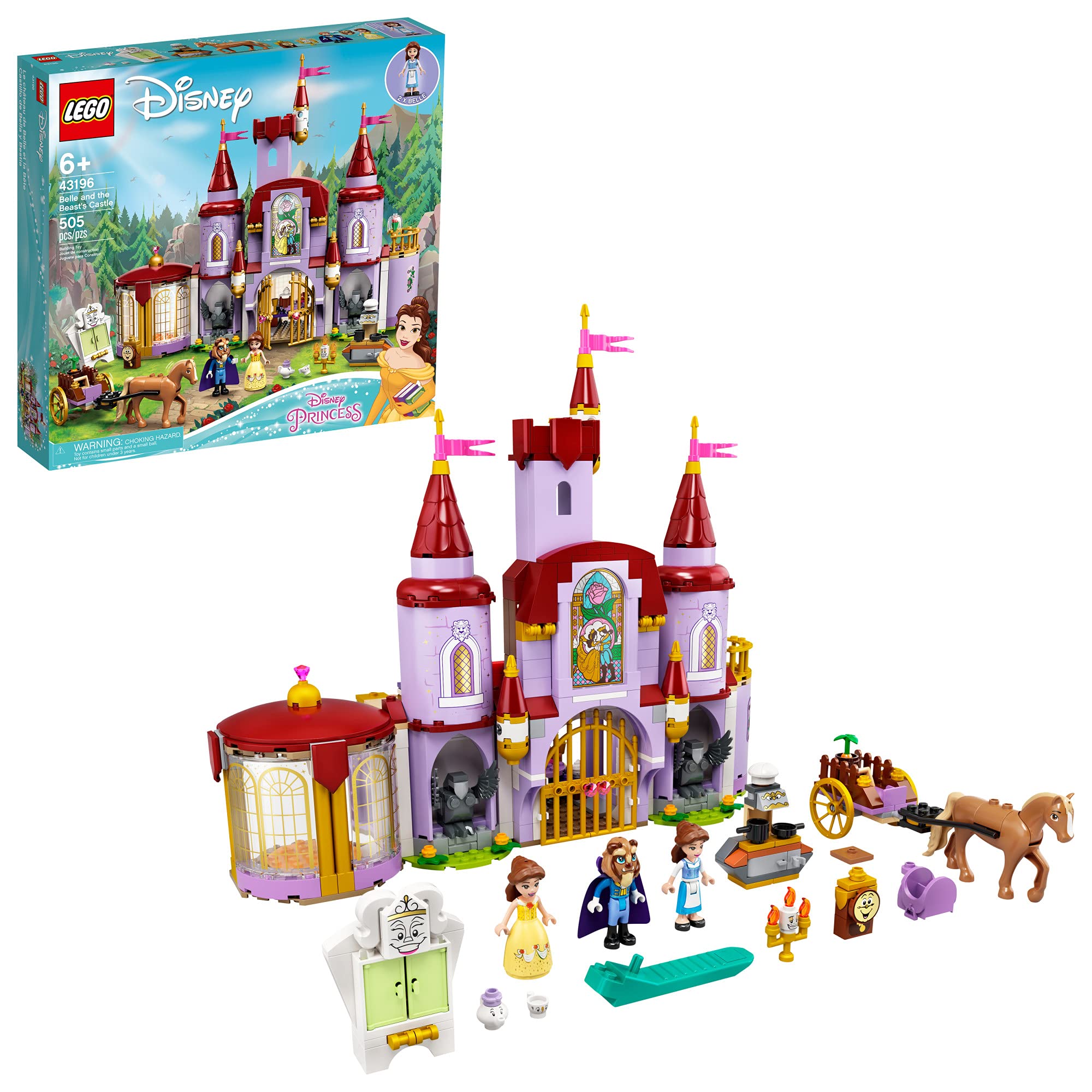LEGO Disney Belle and The Beast’s Castle 43196 Building Set | Beauty and The Beast Movie Inspired Toy with Horse, Princess & Prince Mini Dolls | Perfect for Kids' Playtime, Disney Collectors & Creative Gift Ideas