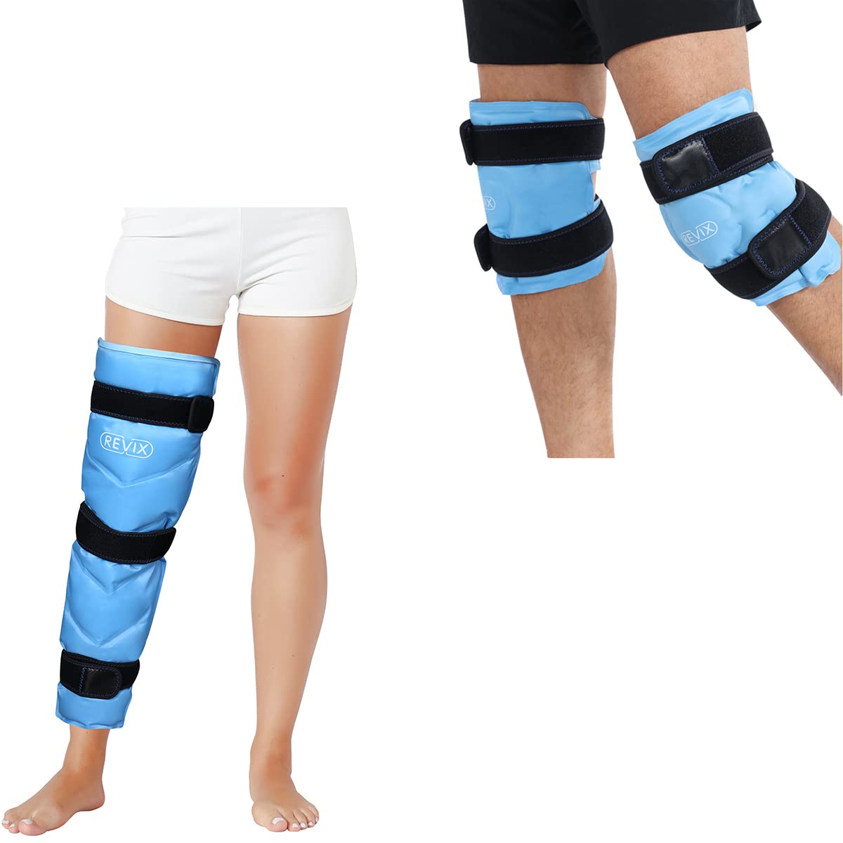 REVIX Reusable Knee Ice Pack Wrap with Cold Compression Therapy - Large Gel Ice Wrap for Knee Pain Relief, Swelling, Injuries & Recovery - Perfect for Post-Workout, Arthritis, Sports Injuries & Surgery Recovery