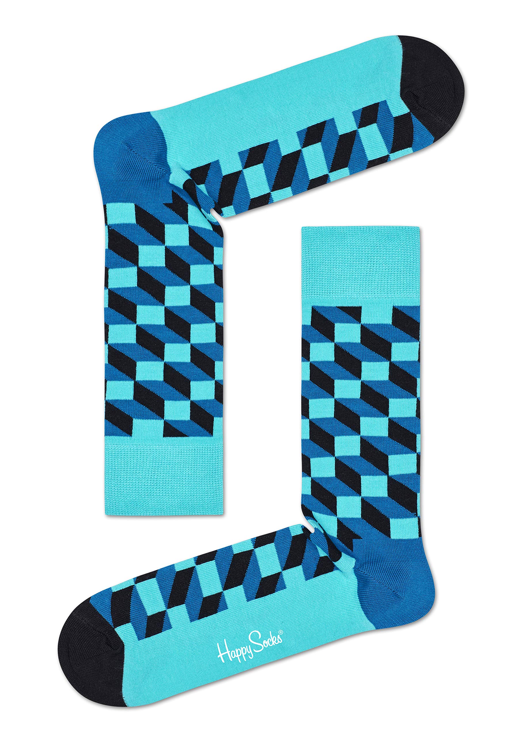 Happy Socks for Men - Colorful Optical Illusion Pattern Crew Socks - Perfect for Casual Wear, Gifts & Everyday Comfort