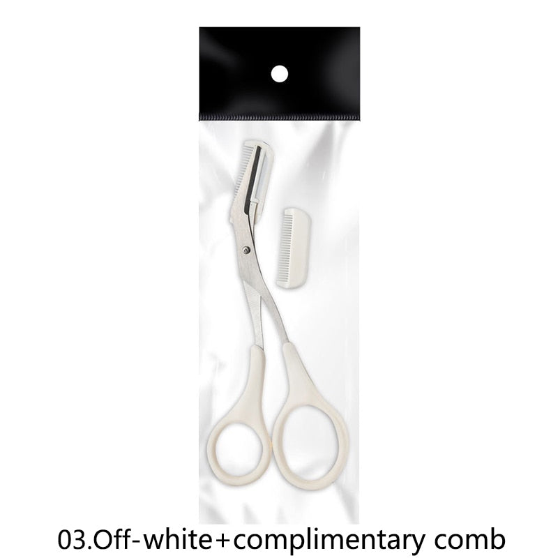 Professional Stainless Steel Eyebrow Scissors with Comb for Women - Precise Grooming & Shaping Tool for Eyebrows, Eyelashes & Facial Hair - Perfect for Home Salon, Travel & Makeup Kit