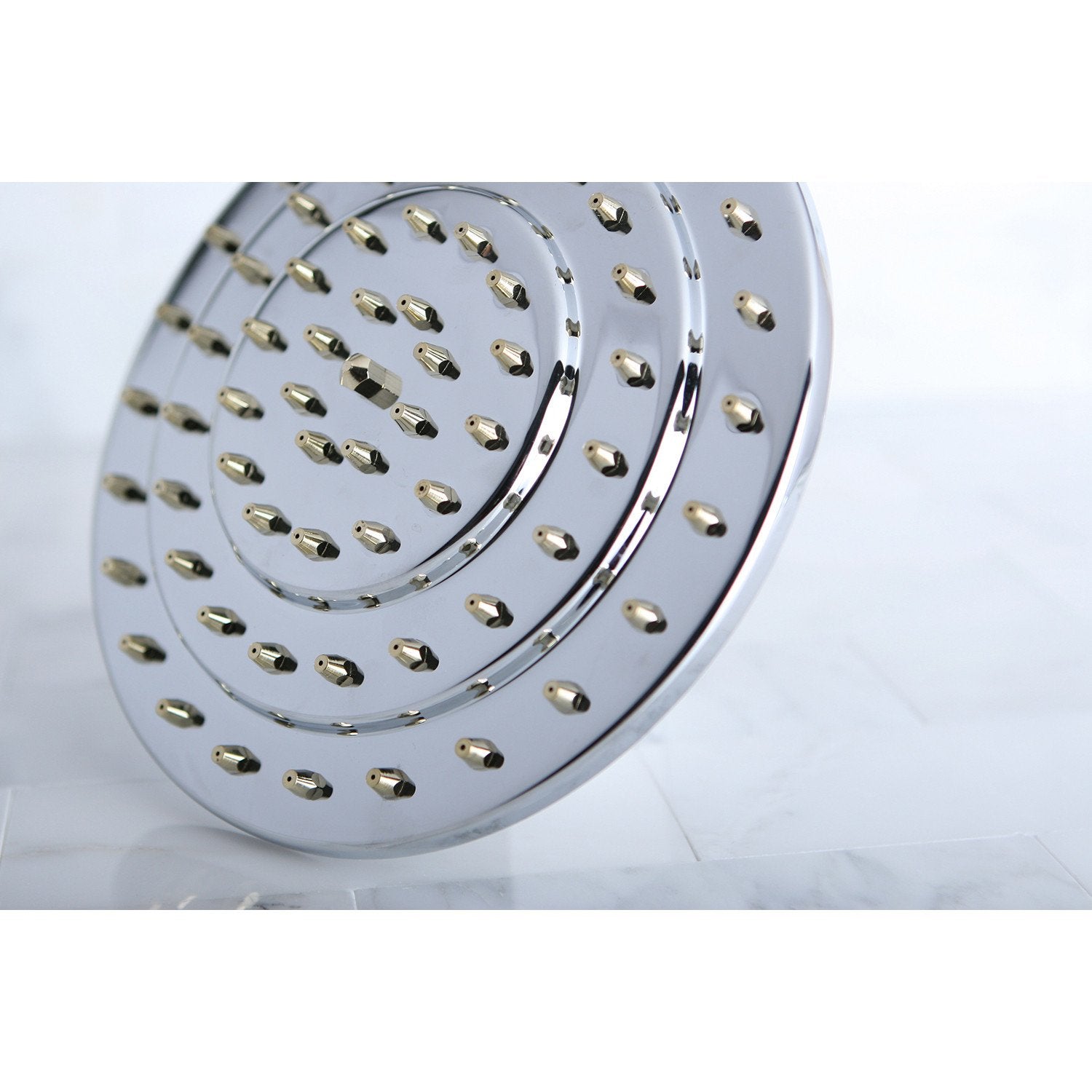 Polished Brass 8-Inch 3-Tier Large Shower Head K208A4 - Chrome Finish for Luxurious Bathroom Upgrade - Perfect for Master Bath, Spa-Like Showers & Modern Home Renovations