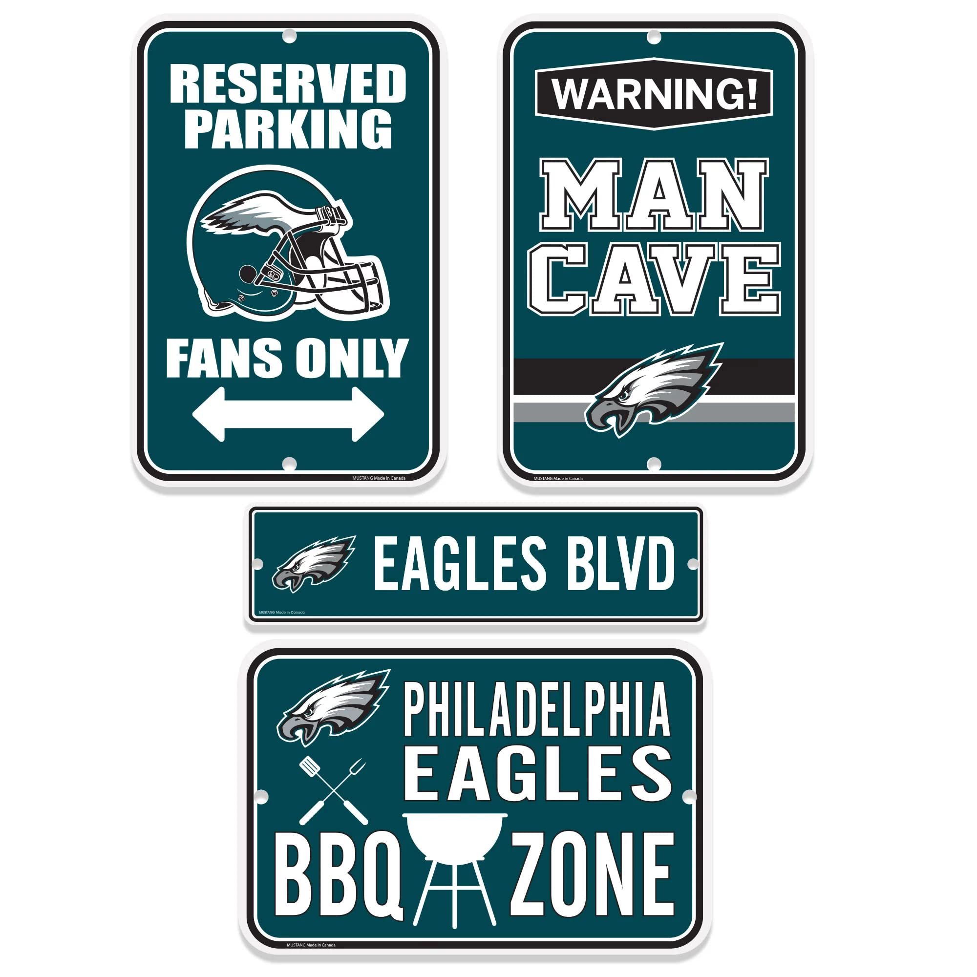 Philadelphia Eagles Signs - 4-Pack Fan Set for Game Day Decorations & Tailgating Parties | NFL Team Spirit & Home Bar Decor