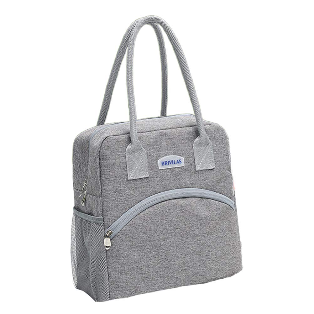 DOITOOL Insulated Lunch Bag for Women, Men & Kids - Portable Thermal Bento Box Bag with Heat & Cold Retention - Perfect for School, Work, Office & Picnics (Grey)
