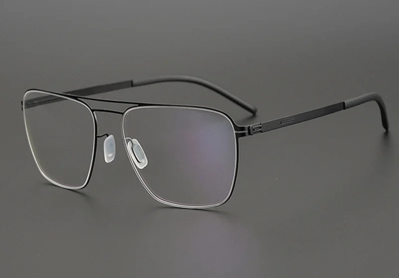 Aimee Unisex Full Rim Square Double Bridge Stainless Steel Eyeglasses 21251 - Stylish & Durable Frames for Men & Women - Perfect for Work, Reading & Fashion Accessories