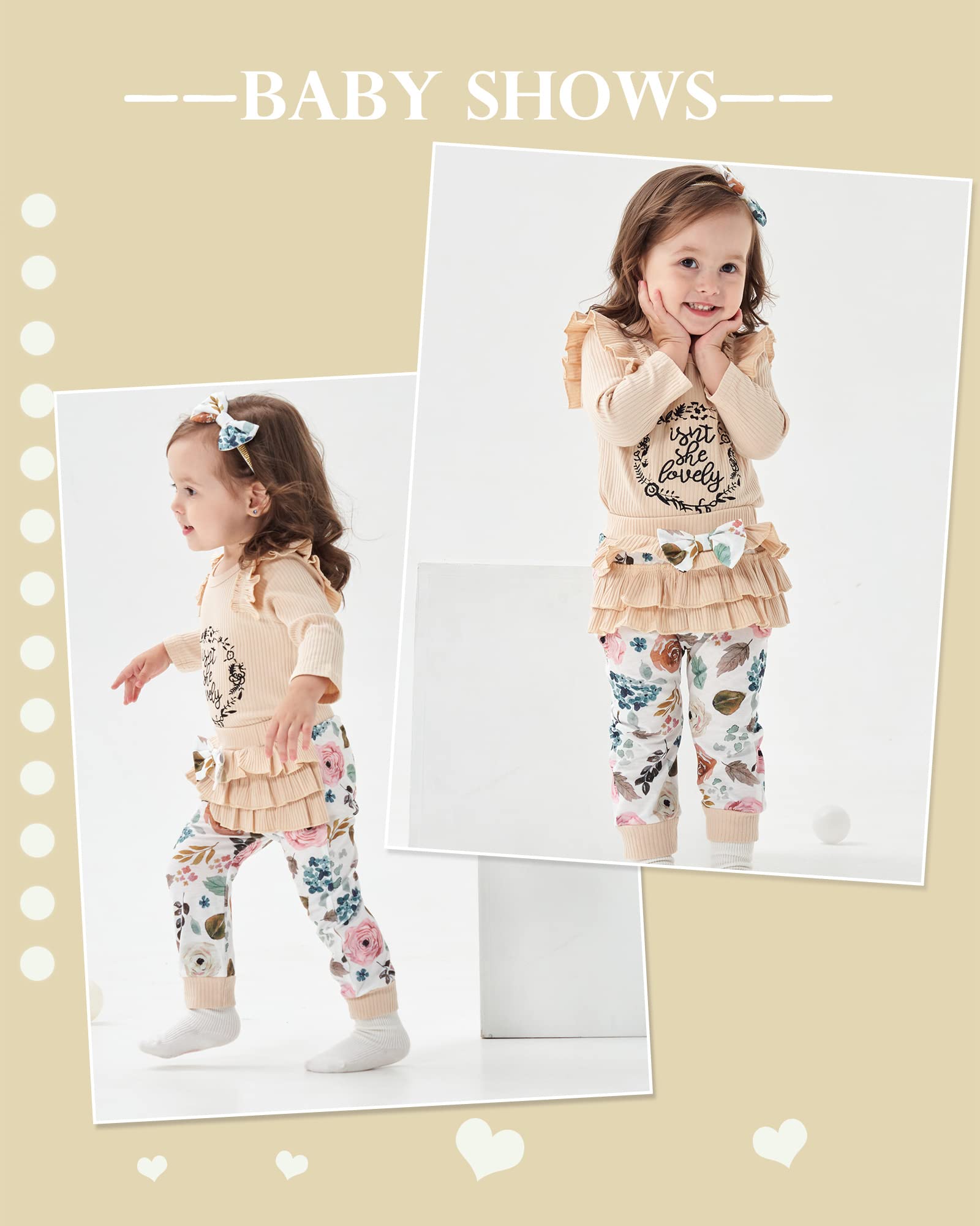 Adorable Infant Baby Girl Clothes - Newborn Long Sleeve Romper & Pants Set for Fall/Winter | Soft & Cozy Outfit for Baby Girls | Perfect for Family Photos, Playtime & Daily Wear