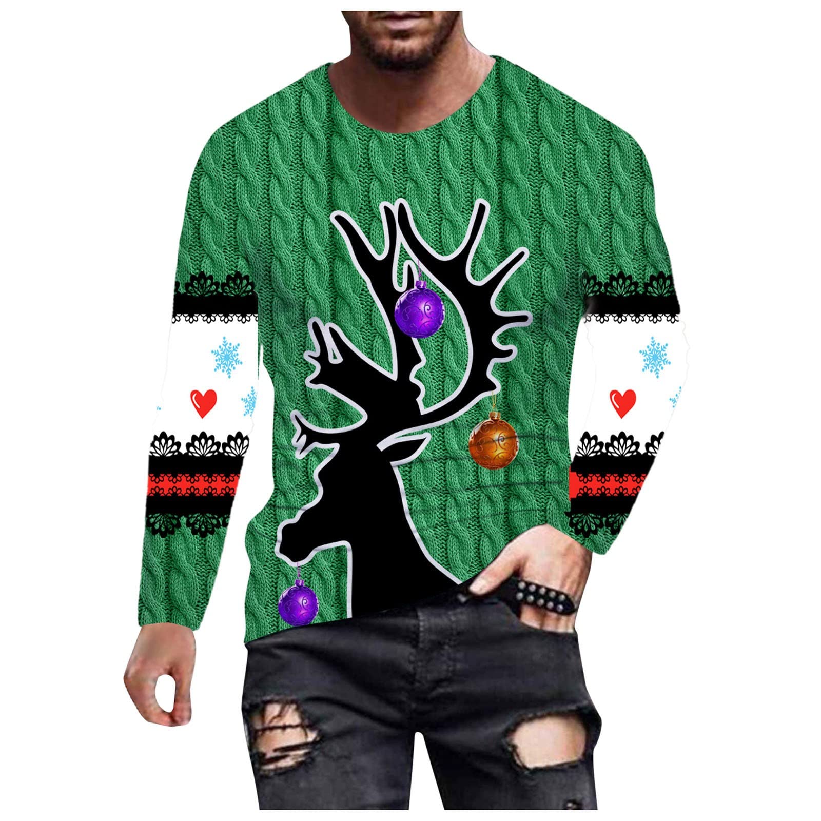 Xiloccer Men's Christmas Graphic Sweatshirt - Cozy Long Sleeve Pullover for Fall & Winter - Stylish Fitted Designer Hoodie - Perfect for Holiday Parties, Family Gatherings & Casual Outings
