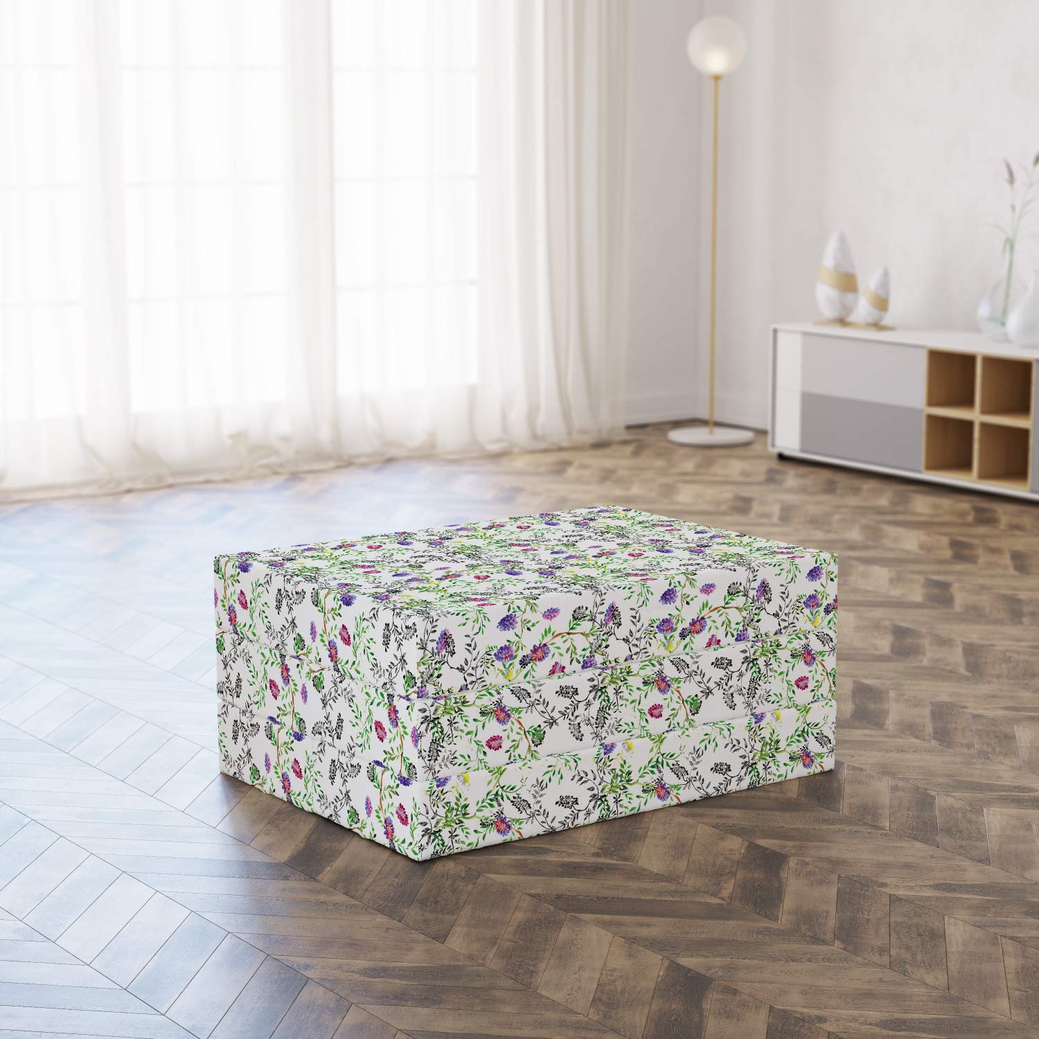 Ambesonne Floral Foldable Mattress - Lilac Wild Flowers Design, 74.8
