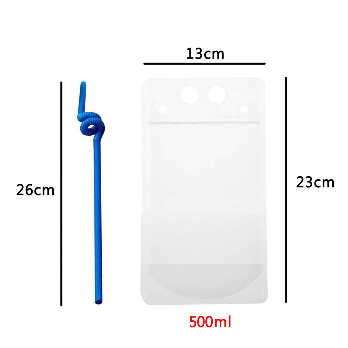 50pcs Reusable Drink Pouches with Colorful Straws - Leakproof Freezer Safe Juice & Water Bags, Transparent Reclosable Zipper Pouches for Kids, Outdoor, Picnics, Camping & Travel