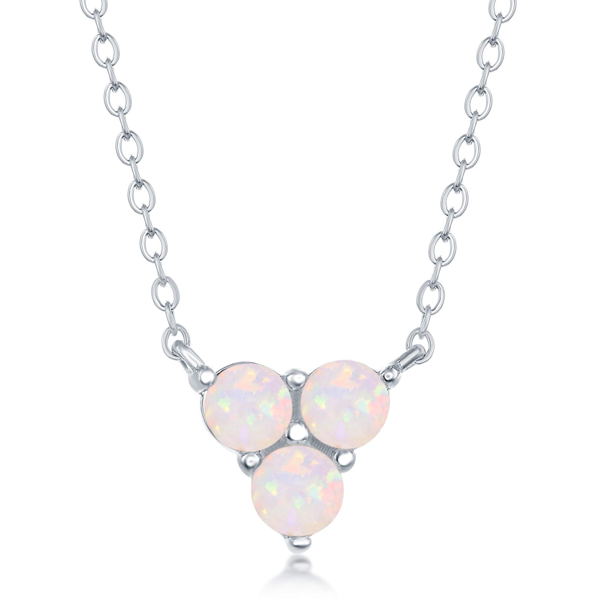 Sterling Silver & Rose Gold Plated White Opal Triangle Triple Cluster Necklace for Women | Elegant Layered Pendant Jewelry for Party, Wedding & Everyday Wear