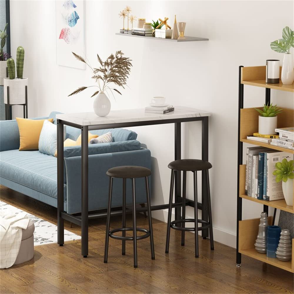 MIERES 3-Piece Counter Height Bar Table Set with 2 Round Stools - 47.2
