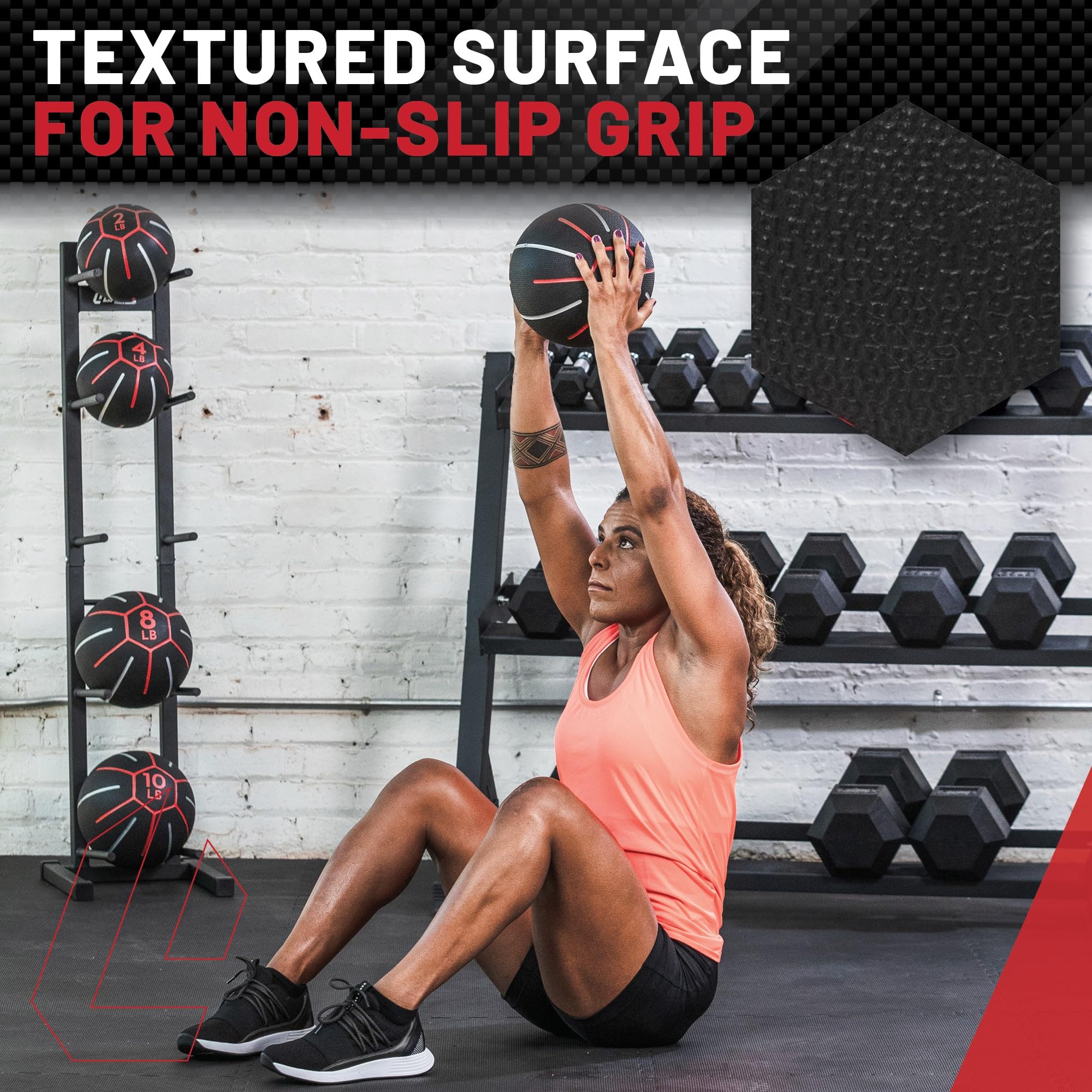 Medicine Ball for Strength & Stability Training - Non-Slip Textured Surface with Light Bounce - Durable Home Gym Equipment for CrossFit, Yoga & Functional Fitness Workouts