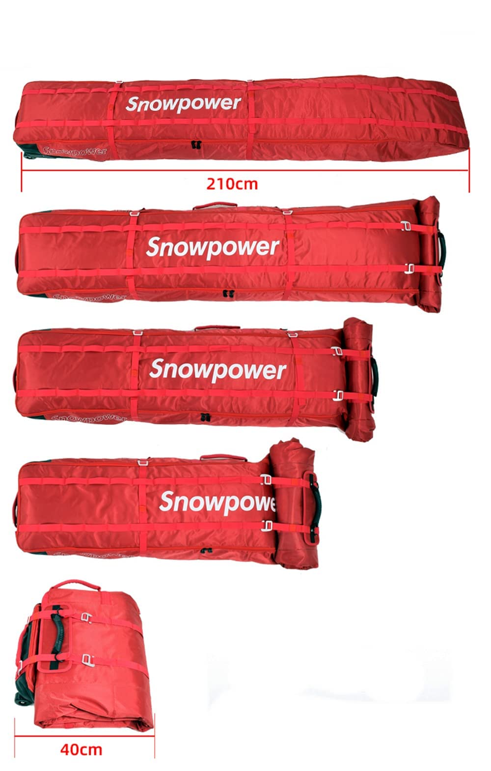 Waterproof Adjustable Ski & Snowboard Wheel Bag - Fully Padded Sport Tent for Travel & Storage | Perfect for Winter Sports Equipment Protection & Transportation