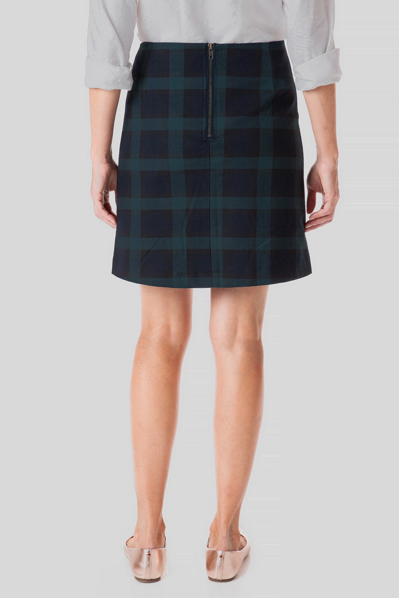 Stretch Twill Blackwatch Tartan Plaid Skirt for Women - Comfortable & Stylish - Perfect for Office, Casual Wear & Fall Outfits