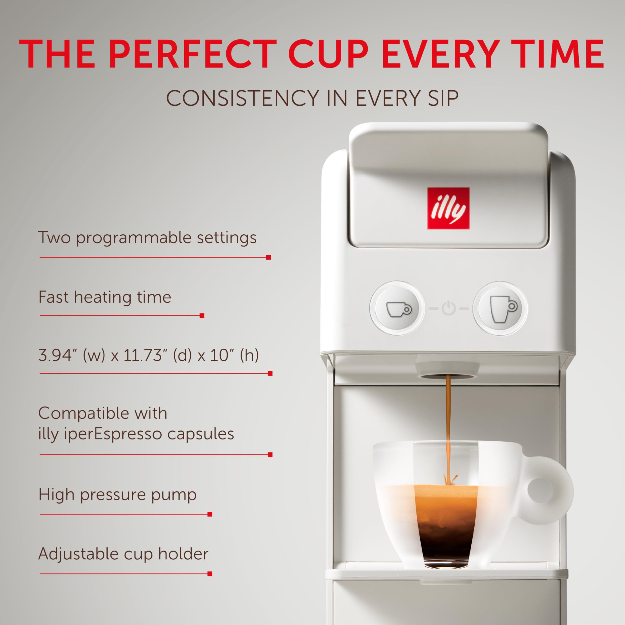 Illy Y3.3 Espresso Machine - Single Serve Coffee Maker for IperEspresso Capsules, 19 Bar Pressure, Compact White Design | Perfect for Home, Office & Small Spaces