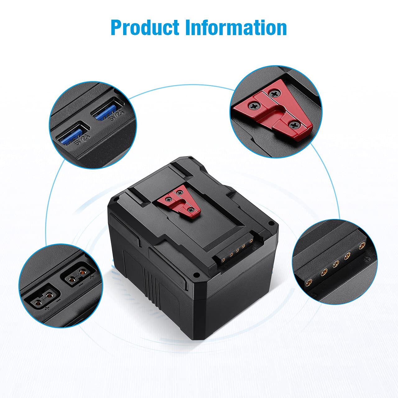 Powerextra V Mount/V Lock Battery - 222Wh 14.8V 15000mAh Rechargeable Li-ion Battery for Sony HDCAM, XDCAM, Digital Cinema Cameras - Professional Broadcast Video Camcorder Power Solution for Filmmaking & Live Streaming