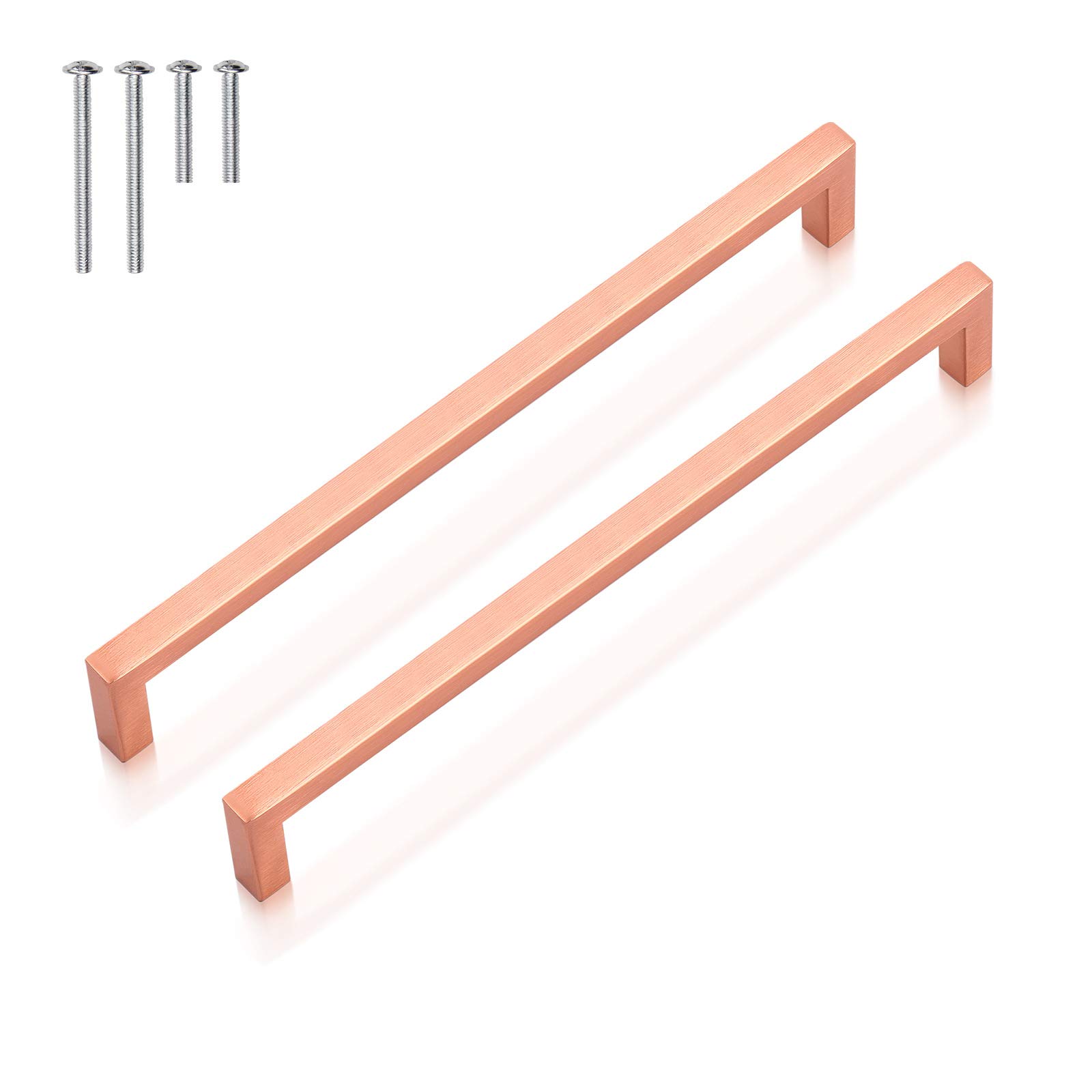 30 Pack Stainless Steel Kitchen Cabinet Handles - Modern Square Drawer Pulls with 10 Inch Hole Centers (Rose Gold) | Perfect for Cabinets, Dressers, Wardrobes & Home Furniture Upgrades