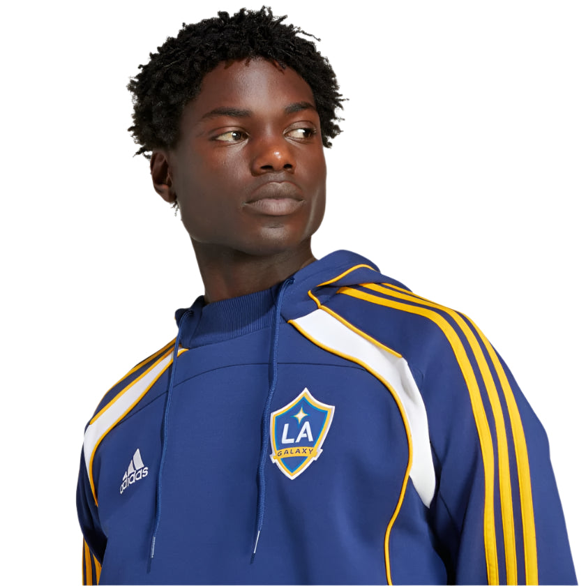 Adidas LA Galaxy 25/26 Travel Hoodie - Dark Blue Men's Soccer Hooded Sweatshirt | Perfect for Game Day, Travel & Casual Wear