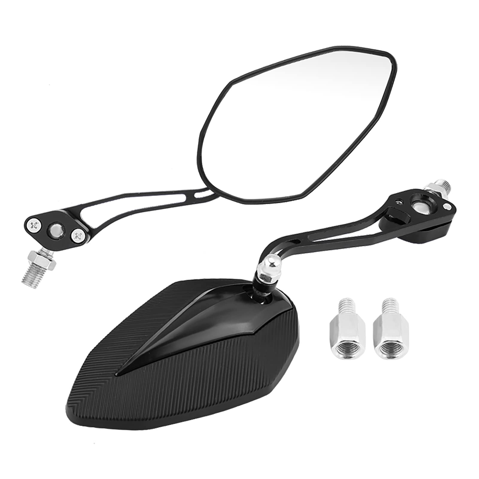 Universal 8mm/10mm Motorcycle & Scooter Rearview Mirrors - Black Pair for Enhanced Safety & Visibility - Perfect for Cruising, Commuting & Adventure Riding