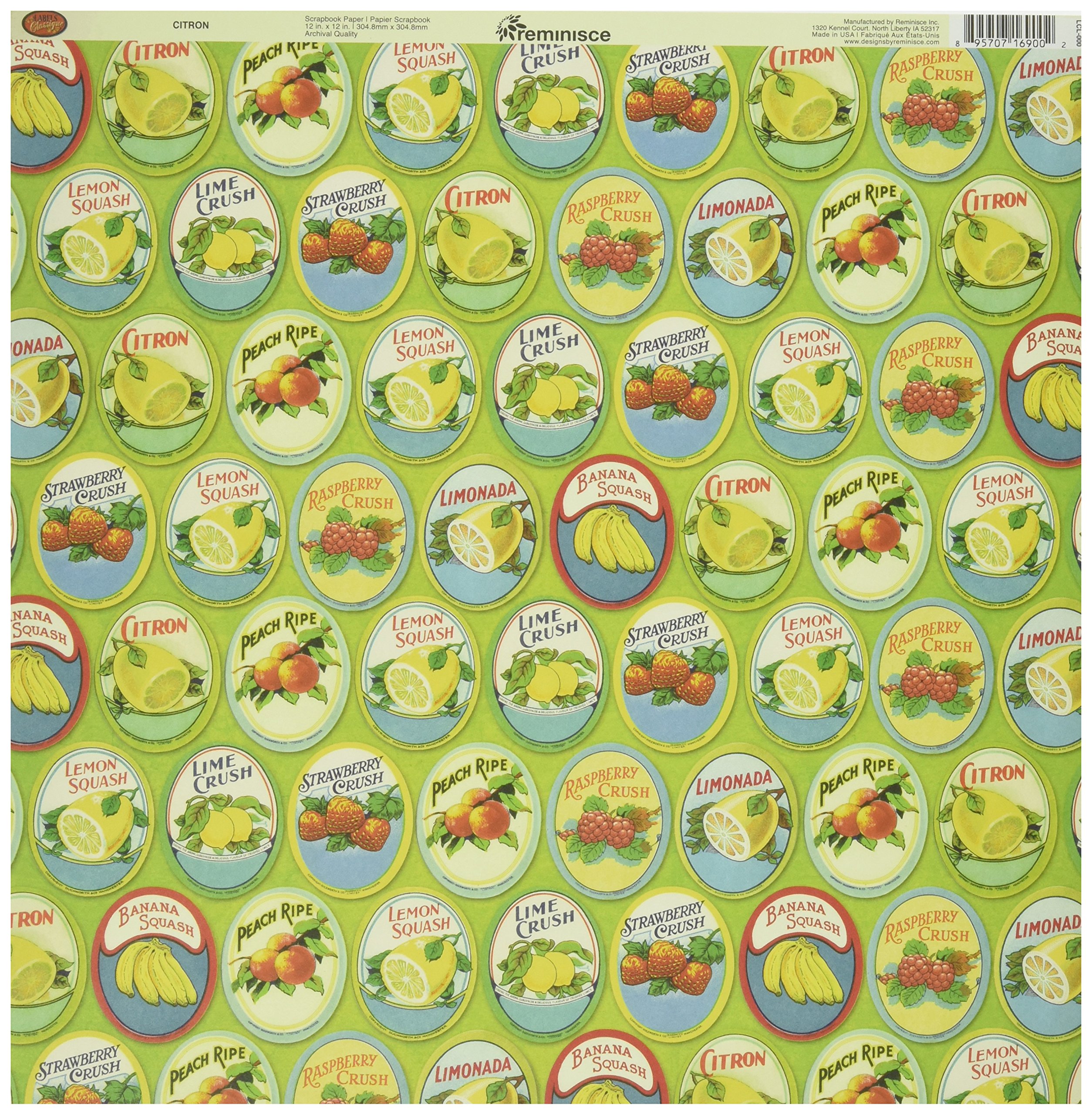 Reminisce Labels Scrapbook Paper 12x12