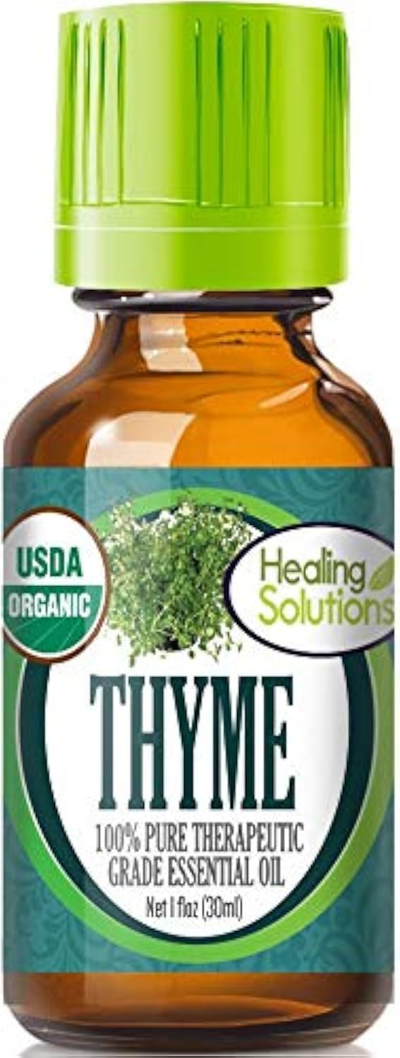 Healing Solutions Organic Thyme Essential Oil 1 oz (30 ml) - 100% Pure & Undiluted for Aromatherapy, Hair Care, Diffusers & Massage | Natural Stress Relief & Wellness